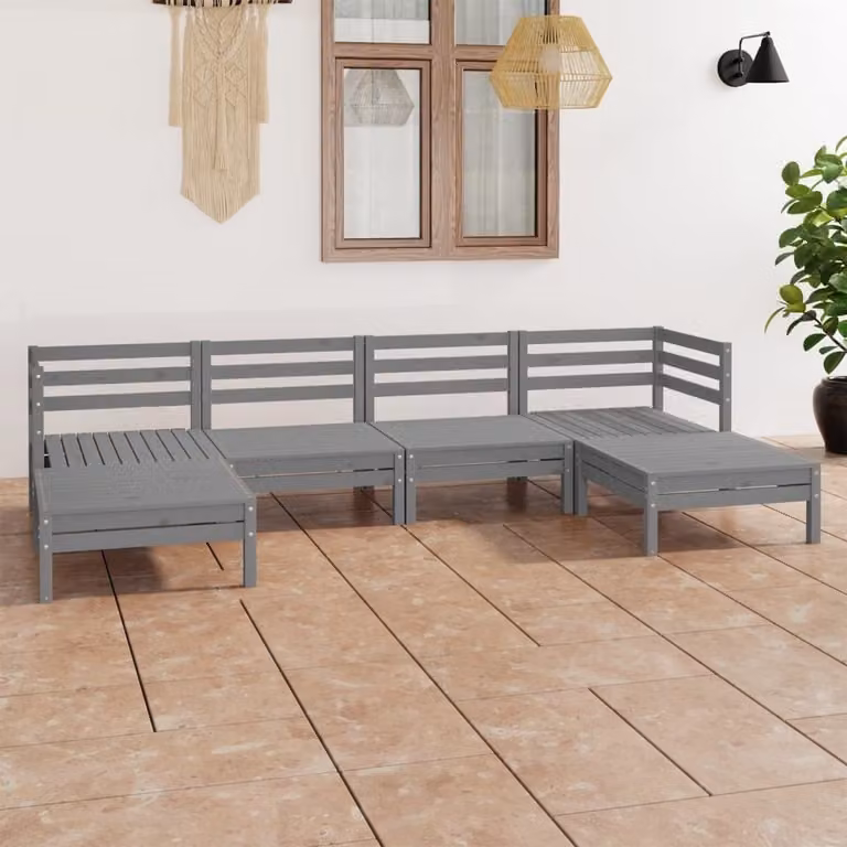 Maison Exclusive - Set Salotto da Giardino 6 pz in Legno Massello di Pino Grigio