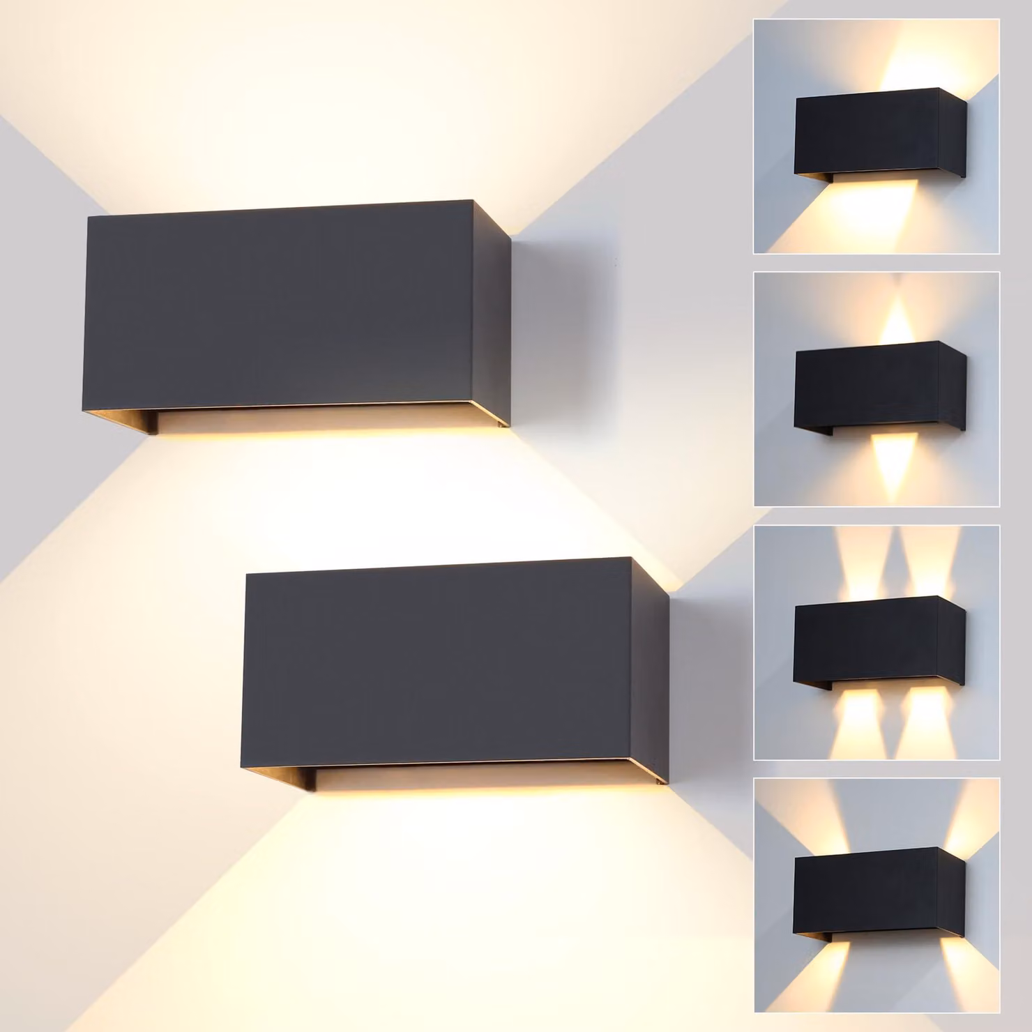Lampada a LED da parete, 24 W, confezione da 2 pezzi, grado di protezione IP65, luce bianco caldo 3000 K, regolabile, alluminio
