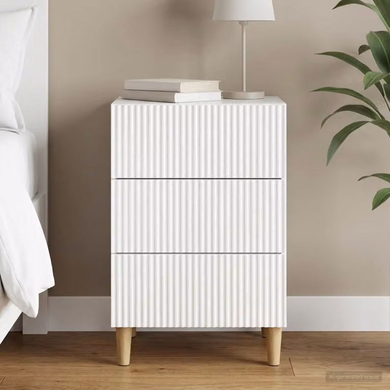 vidaXL Armadio da Notte Moderno Bianco Lucido L: 43 cm, P: 41 cm, H: 66,5 cm