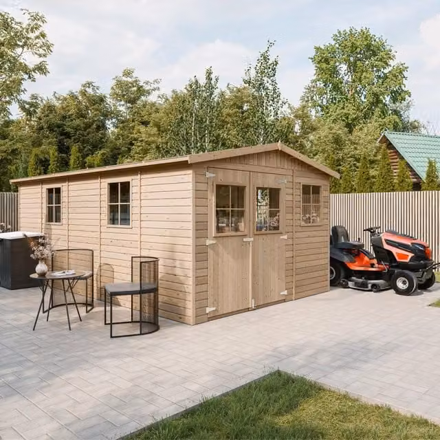 TIMBELA M337 Casa da giardino in legno naturale marrone L: 516 cm, P: 226 cm, H: 324 cm