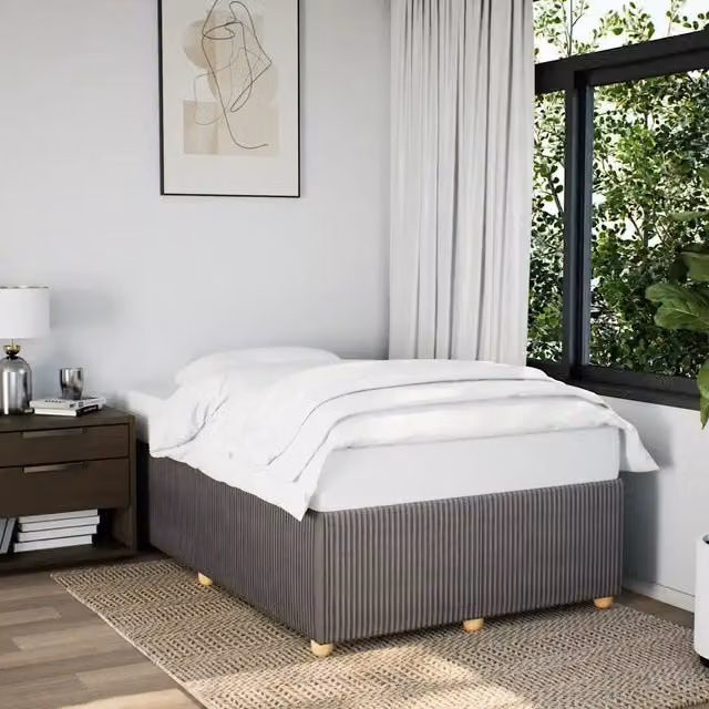 Giroletto vidaXL in tessuto beige e grigio con struttura in legno e doghe piatte L/P: 120 x 190 cm