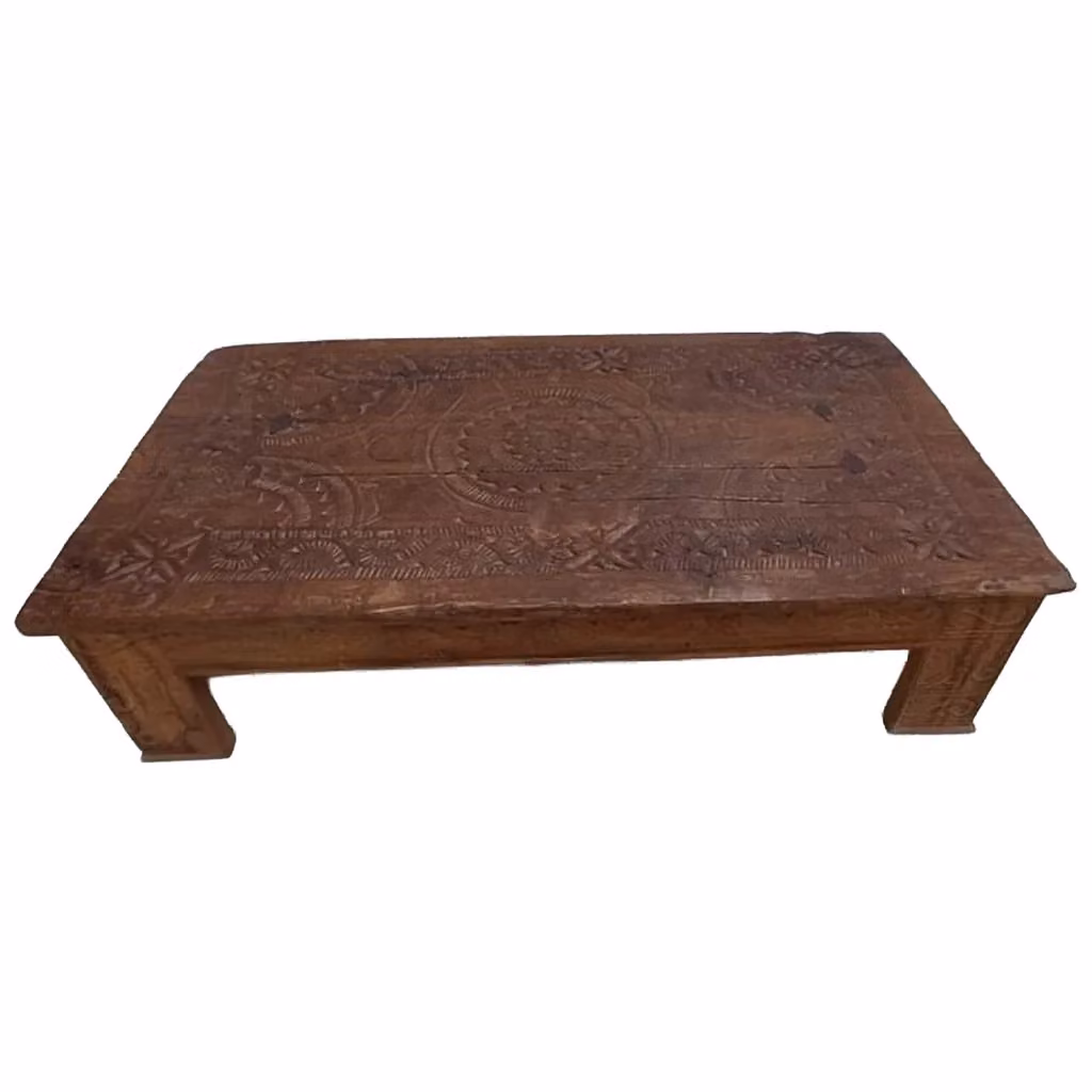 Comodino WANDERLUST DECO in legno marrone con design etnico e geometrico L: 148 cm, H: 82 cm, P: 37 cm – 2