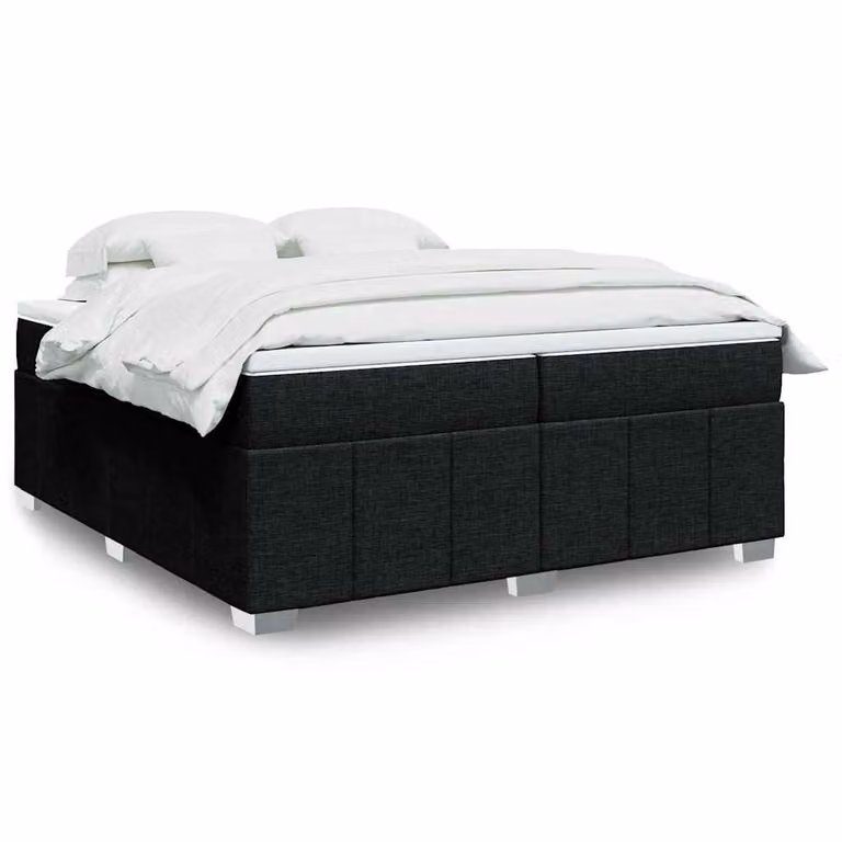 vidaXL Giroletto a Molle con Materasso Ibrido in Tessuto Nero 200x200 cm