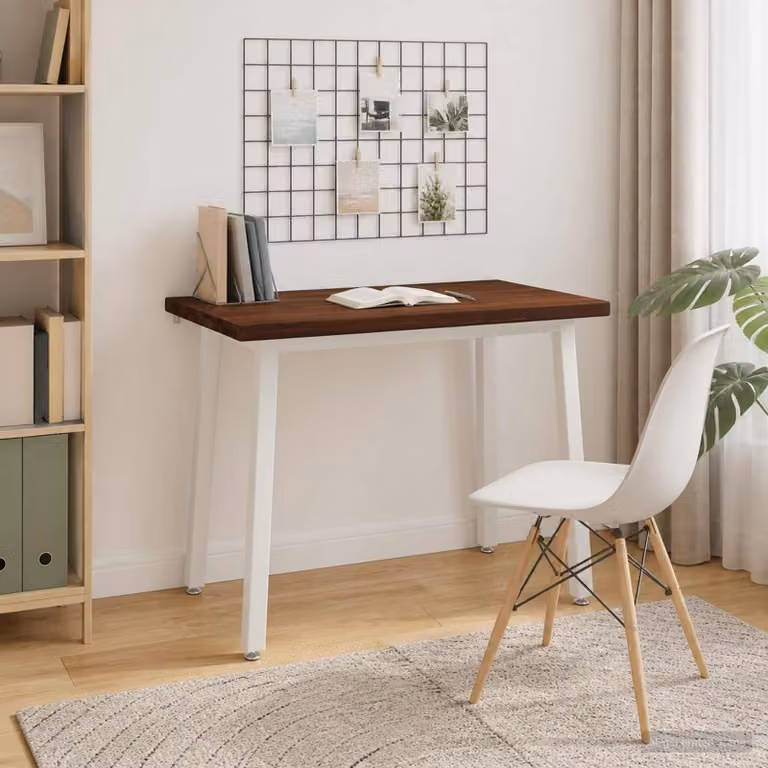 Tavolo rettangolare moderno vidaXL in legno di acacia marrone e bianco L: 110 cm, P: 55 cm, H: 75 cm