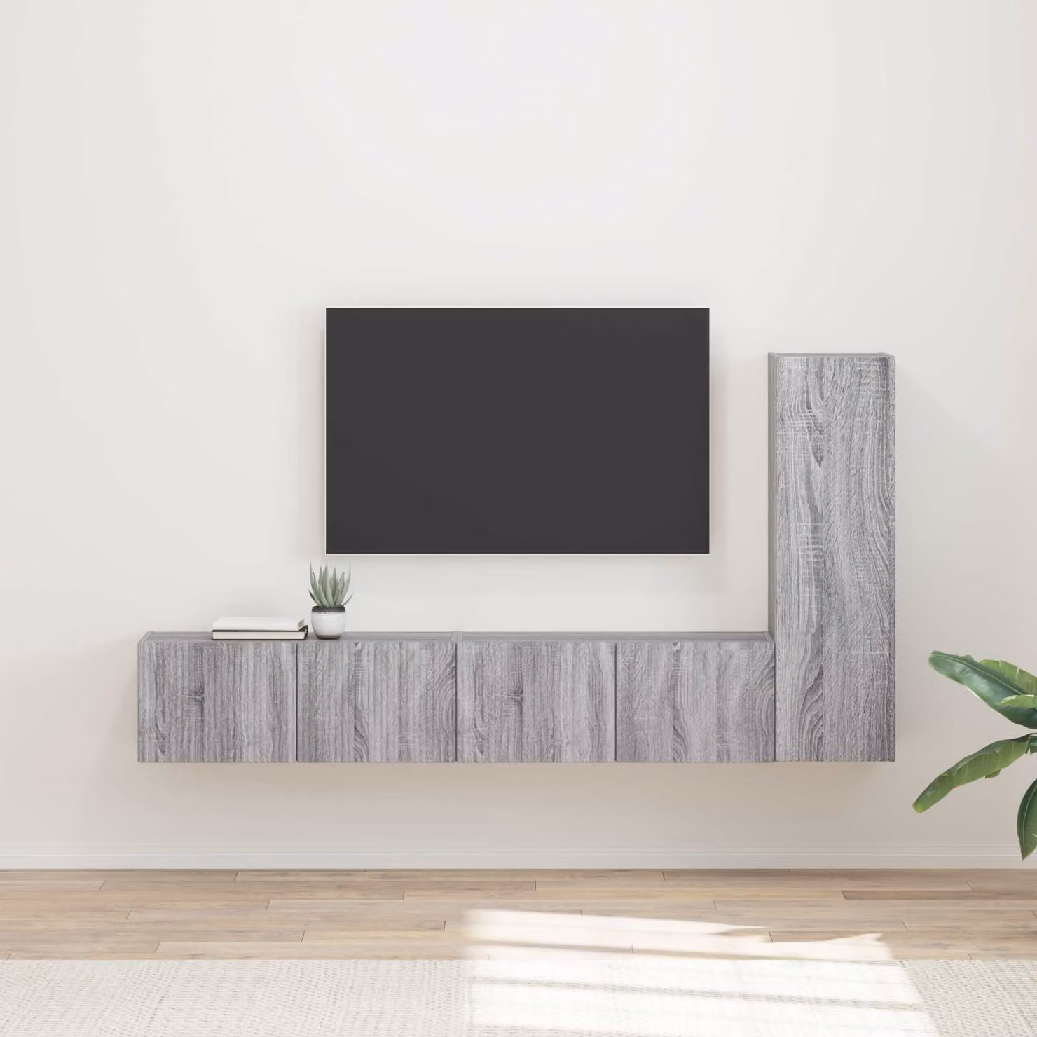 Set mobile TV moderno vidaXL in 3 pezzi Grigio, L: 100,0 cm, P: 35,72 cm, H: 78,5 cm