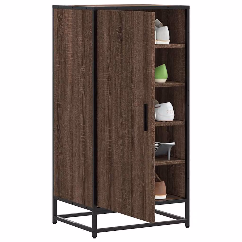Scarpiera da parete vidaXL in stile industriale, colore marrone, L: 48 cm, P: 38 cm, H: 97,5 cm