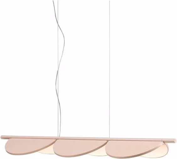 Lampada a sospensione Flos Almendra Arch in metallo bianco o beige con tecnologia LED dimmabile