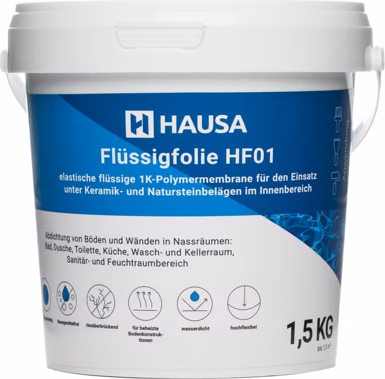 HAUSA: Pellicola liquida sigillante per bagni, docce e cucine, 1,5 kg, copre fino a 1,5 m², ideale per l'impermeabilizzazione di ambienti umidi