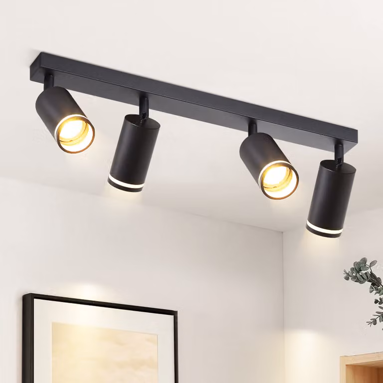 ZMH Plafoniera LED nera Faretto da soffitto: 4 fiamme GU10 Faretto orientabile Faretti da soffitto moderniSoggiorno Cucina Camera da letto, Senza lampadine
