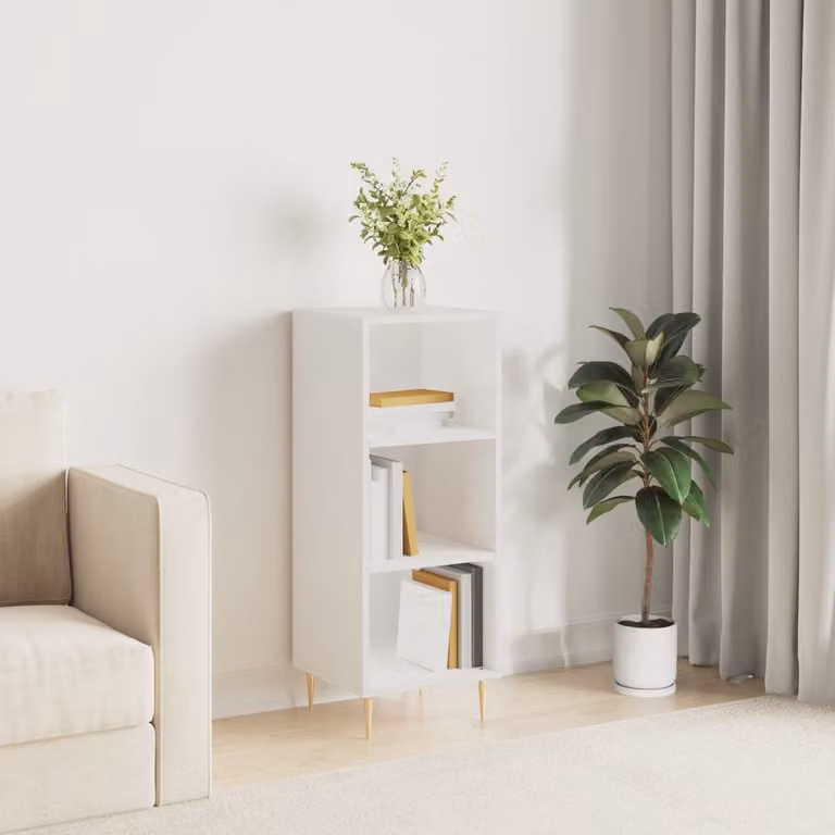 Credenza a parete vidaXL Bianco Lucido in Legno e MDF L: 34,5 cm, P: 32,5 cm, H: 90 cm