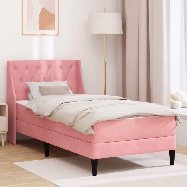 Struttura letto con materasso-Giroletto Rosa 100 x 200 cm Velluto 502576