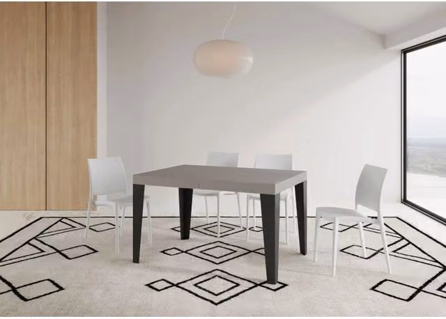 Tavolo allungabile moderno ITAMOBY Flame con telaio antracite e piano Cashmere, L: 140/400 cm, P: 90 cm