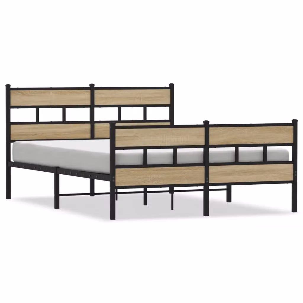 Giroletto vidaXL in metallo e legno color rovere sonoma, L/P/H: 200 x 160 x 33 cm – 2