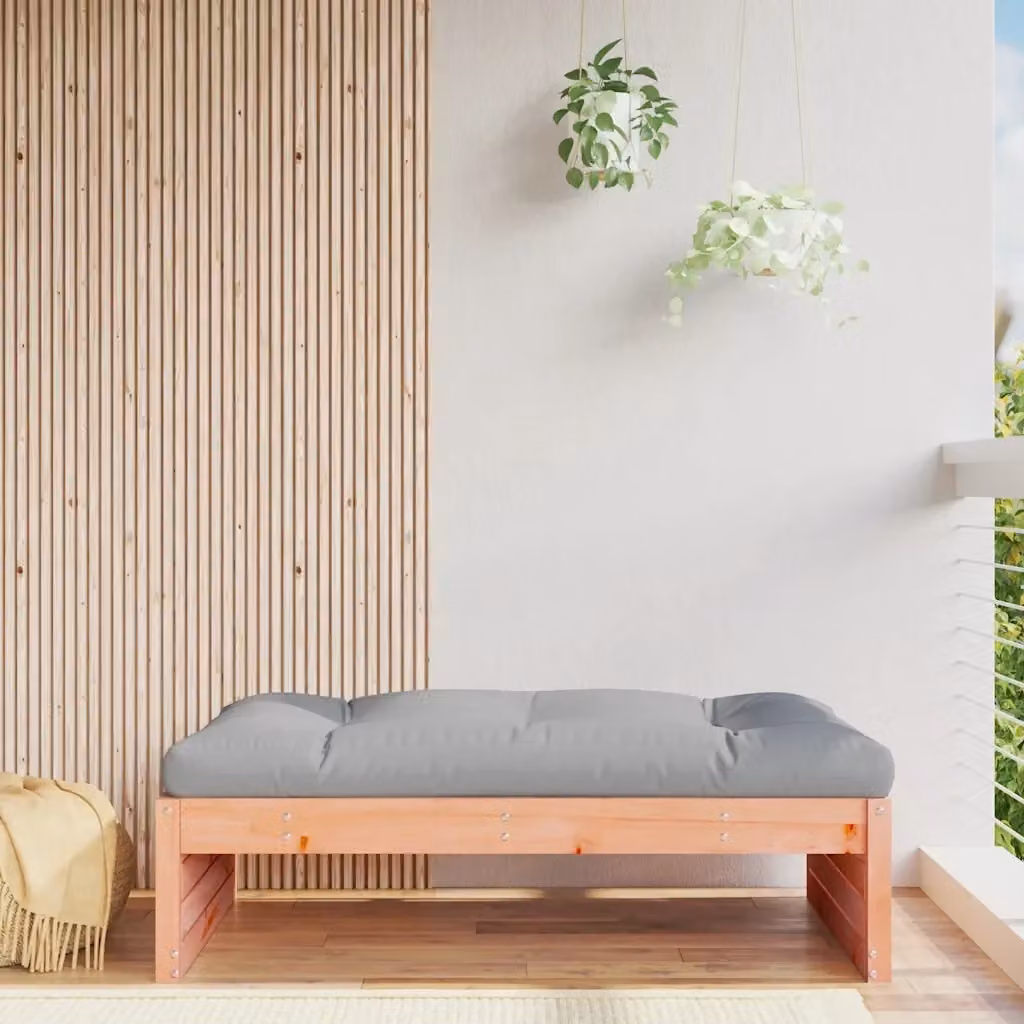 Poggiapiedi da Giardino Moderno in Legno Massello con Cuscini Grigio L: 120 cm, P: 80 cm – 2