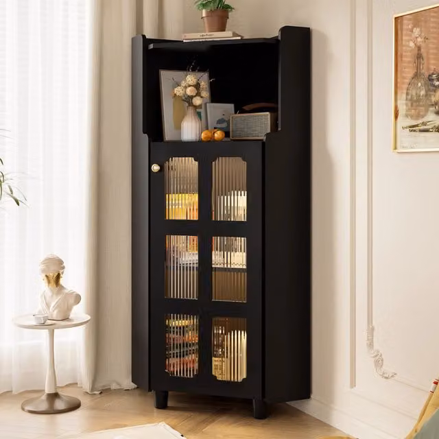 Mobile angolare SINGULARTY nero con illuminazione LED integrata e controllo tramite app, L: 63.5 cm, H: 124 cm