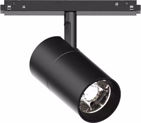 Faretto Singolo su Binario Ego in Alluminio Nero con LED da 26W, Luce Calda 3000K, Regolabile e Dimmerabile Dali