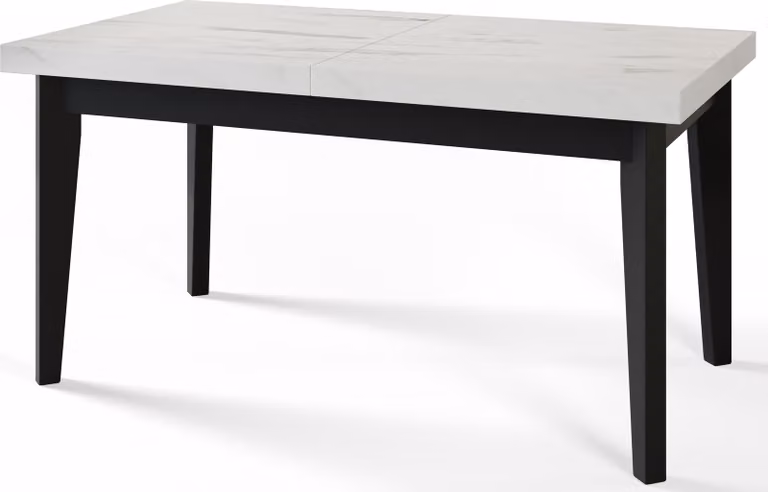 Tavolo da pranzo 120 cm / 160 cm, Tavolo allungabile, Tavolo da cucina, Tavolo da pranzo, Tavolo da soggiorno, Tavolo da camera, Tavolo moderno, Tavolo loft, Gambe nere, Scandinavo, 120x80, Marmo
