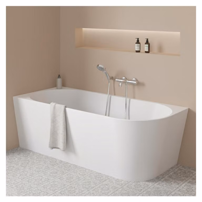 Vasca MILO 150cm Semilibera Sinistra - Set Completo Acrilico Bianco