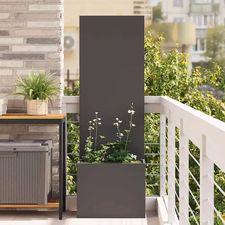 Paravent per privacy in giardino vidaXL in acciaio nero L/P/H: 50 x 32 x 150 cm