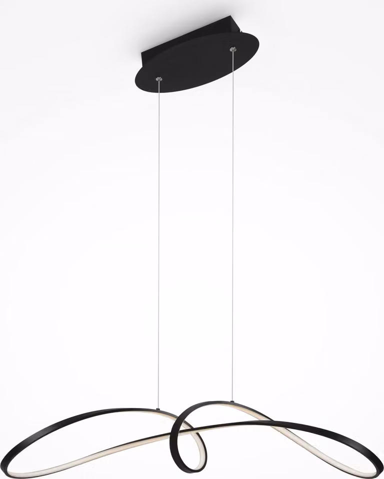 Lampadario A Sospensione Moderno Curve Alluminio Nero 1 Luce Led 42W