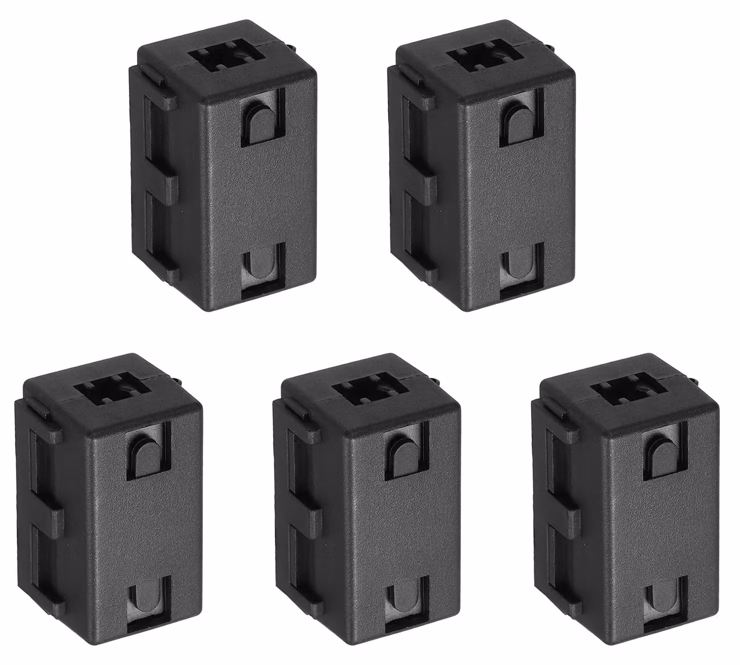 Anelli filtranti in ferrite, confezione da 5, diametro interno 6,5 mm, forma quadrata, colore nero