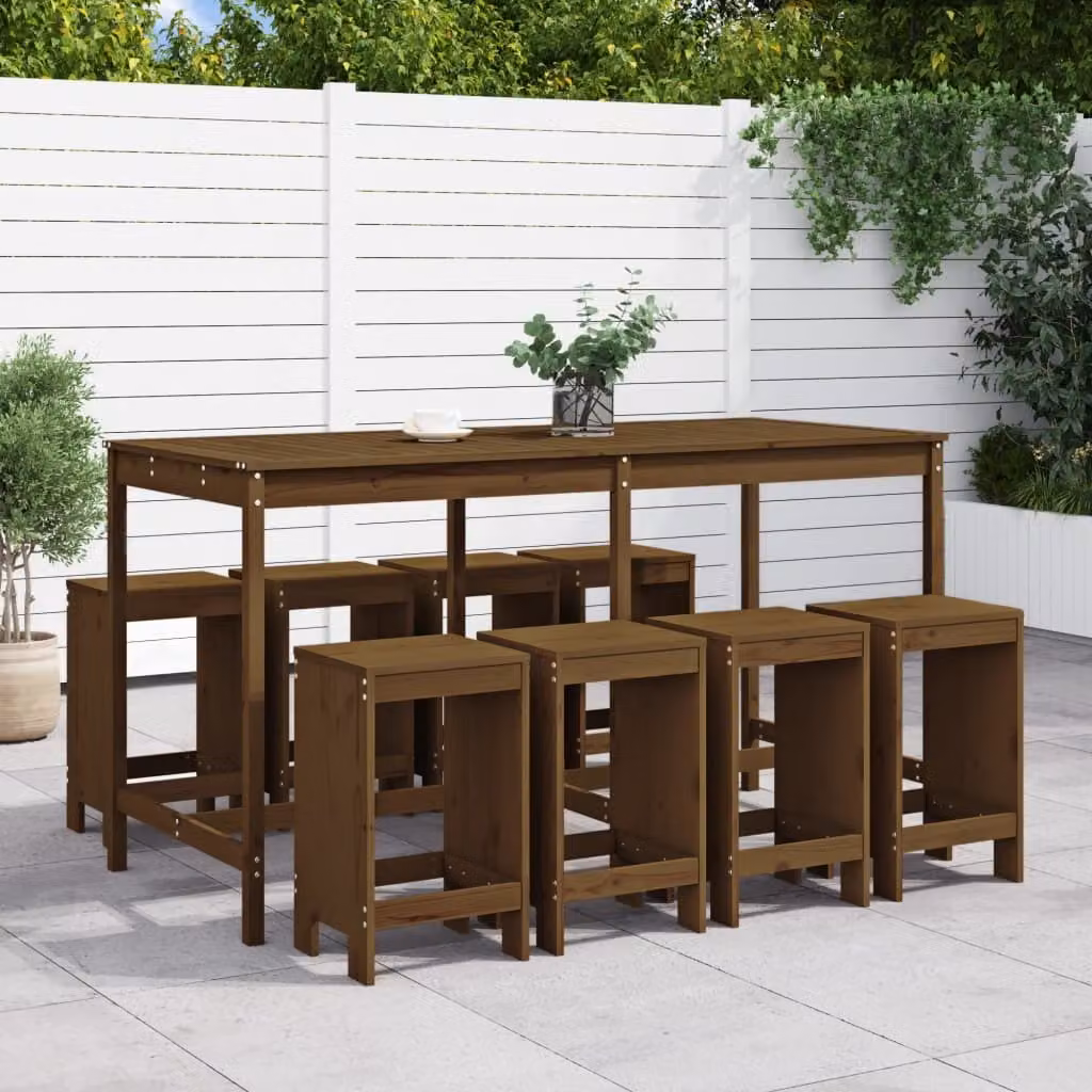 Maison Exclusive - Set Bar da Giardino 9 pz ambra in Legno Massello di Pino