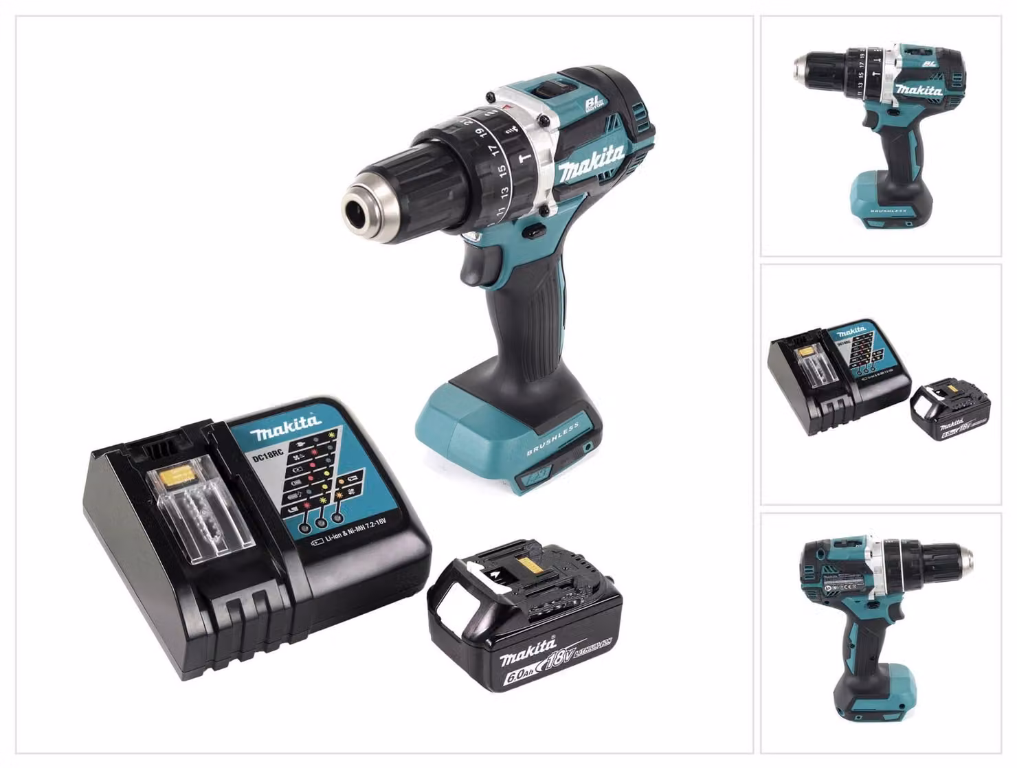 Trapano a percussione a batteria Makita DHP 484 RG1 18 V 54 Nm brushless + 1x batteria ricaricabile 6,0 Ah + caricabatterie