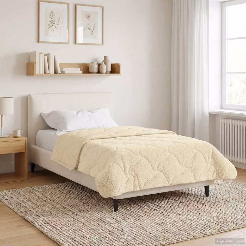Piumone Completo Annuale Trapuntato vidaXL in Microfibra Beige L/P: 140 x 200 cm