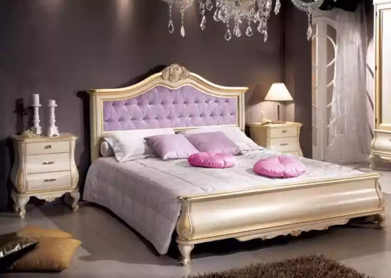 Bettdesign Luxuriöses Chesterfield Doppelbett für Schlafzimmer Holzmöbel Bett