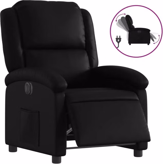 Poltrona | Sedia Relax Reclinabile Elettrica Nera in Similpelle