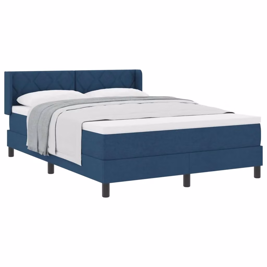 Letto a molle con testiera blu vidaXL in tessuto e legno L: 160 cm, P: 200 cm, H: 203 cm – 2