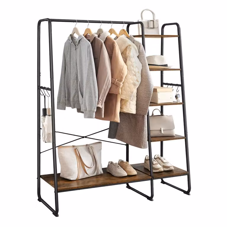 Appendiabiti con scarpiera ingresso, Marrone Vintage, Nero