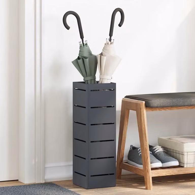Stand per ombrelli da pioggia vidaXL in metallo colore antracite L/P/H: 15,5 x 15,5 x 49 cm