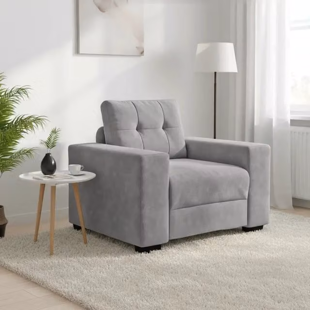 Poltrona moderna in velluto grigio vidaXL con braccioli L/P/H: 100 x 78 x 80 cm