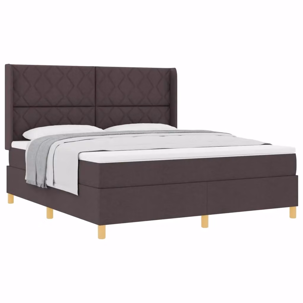 Letto a molle moderno vidaXL con testiera imbottita in tessuto marrone e oro L: 180 cm, P: 200 cm, H: 128 cm – 2