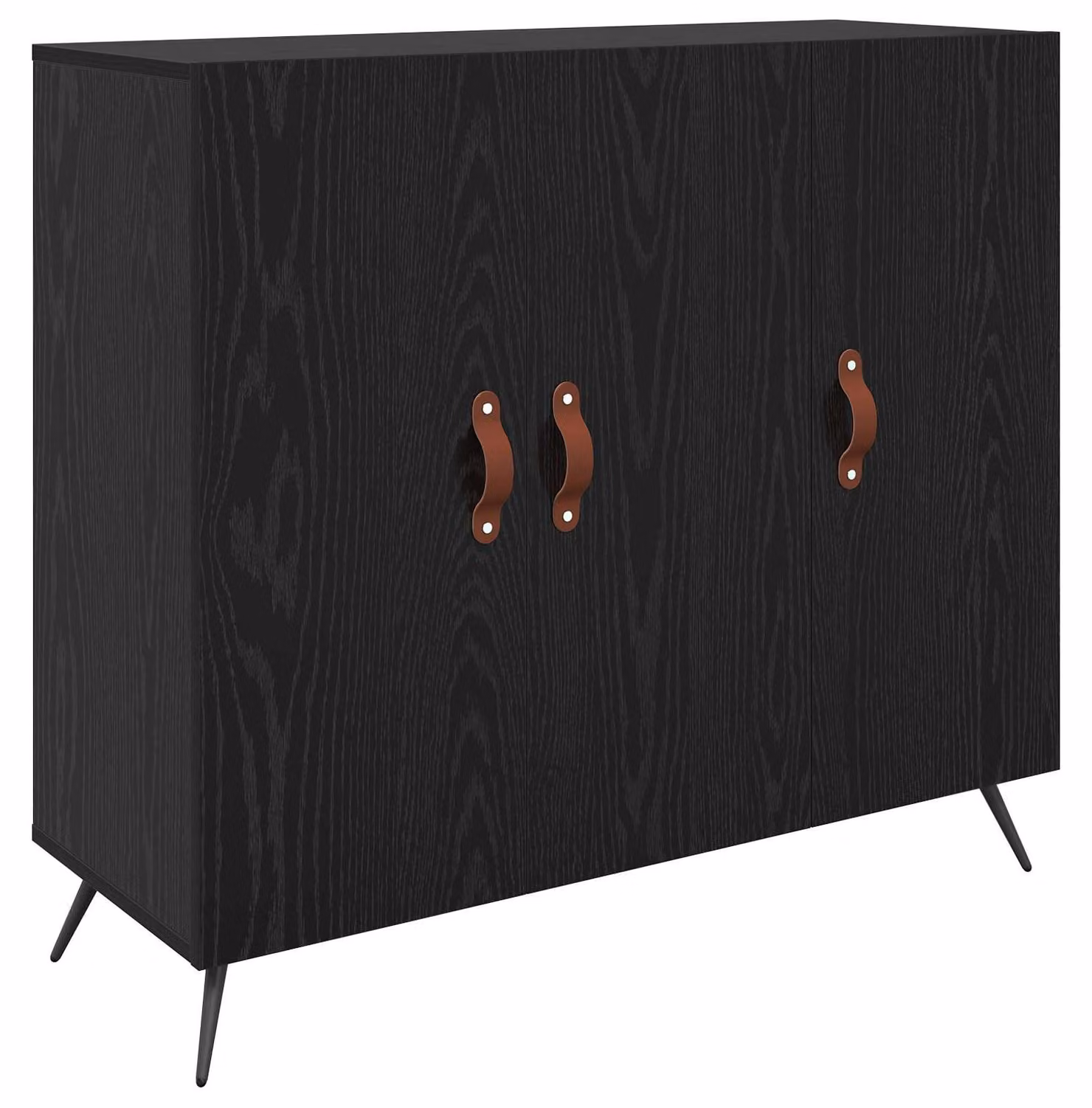 Credenza Rovere Nero 89,5 x 34 x 80 cm Legno multistrato