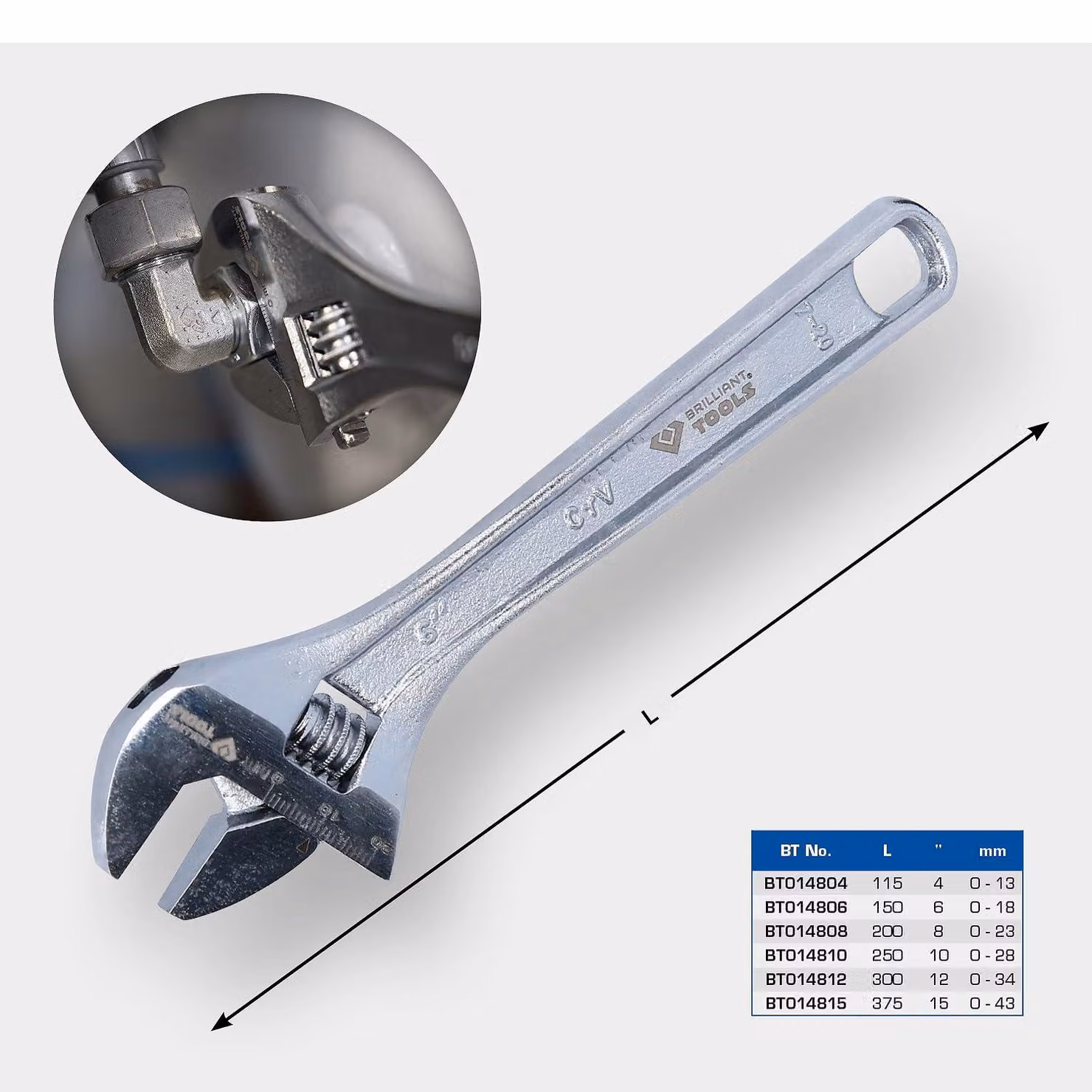 BRILLIANT TOOLS Chiave combinata 8" 0 - 23 mm - BT014808