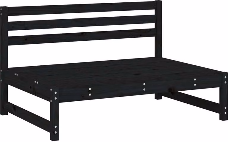 Set Salotto da Giardino 5 pz Nero in Legno Massello di Pino