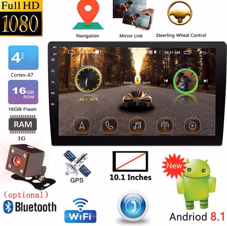 9 pollici/10.1 2DIN Android Car Multimedia Player GPS Autoradio Bluetooth WIFI Stereo Radio MirrorLink 2Din Audio Camera con fotocamera
