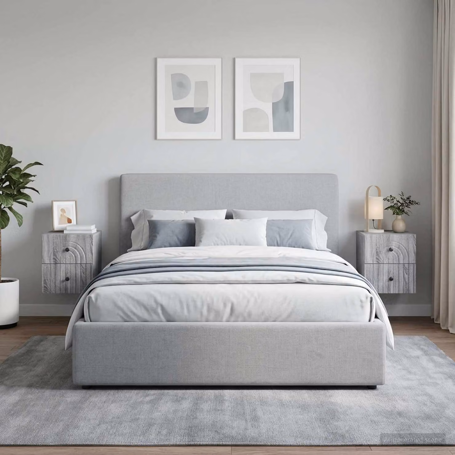 Set di 2 comodini sospesi vidaXL in stile moderno, colore Grigio Sonoma, L 33 cm x P 34,5 cm x H 40 cm
