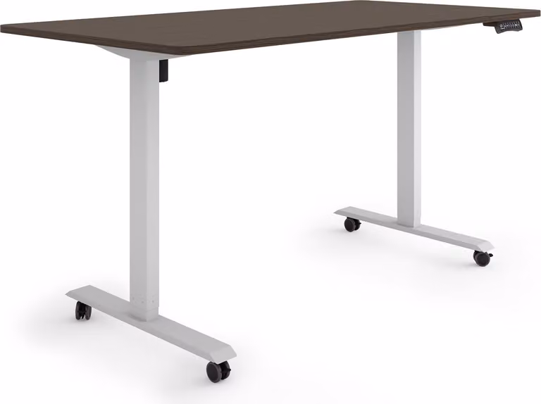 ESMART Germany ETX-121GE 160x80cm Decorazione ebano Scrivania ergonomica in piedi/seduta su rotelle Regolabile elettricamente in altezza in modo continuo 78,5-128,5cm 3x memoria Ricordo attività Soft-Start/Stop