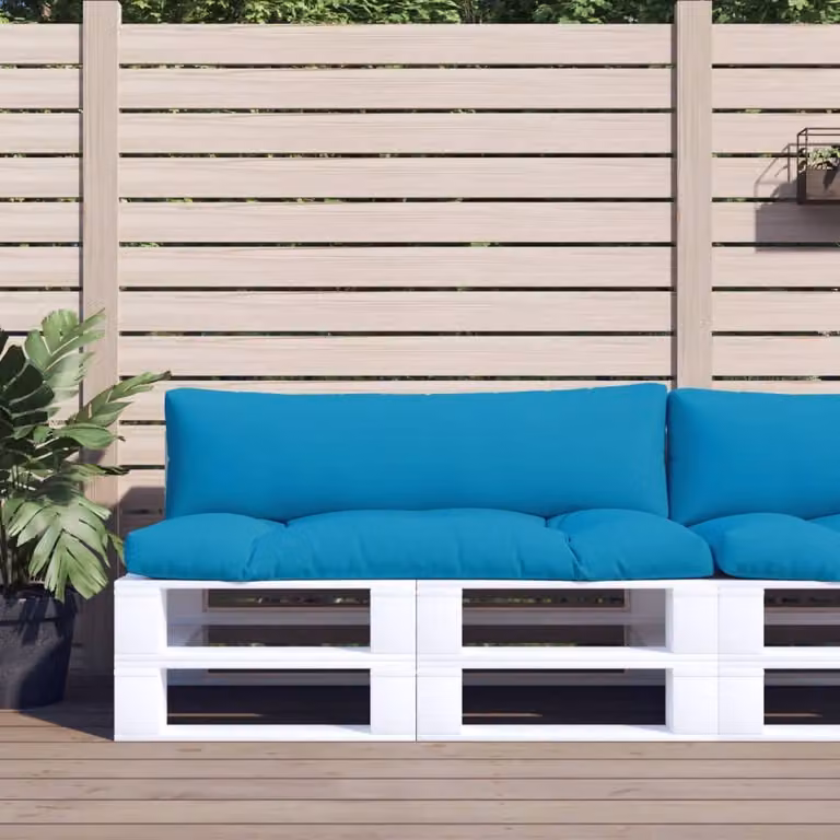 vidaXL Set di 2 Cuscini per Pallet Rettangolari in Poliestere Azzurri, Idrorepellenti e Resistenti ai Raggi UV