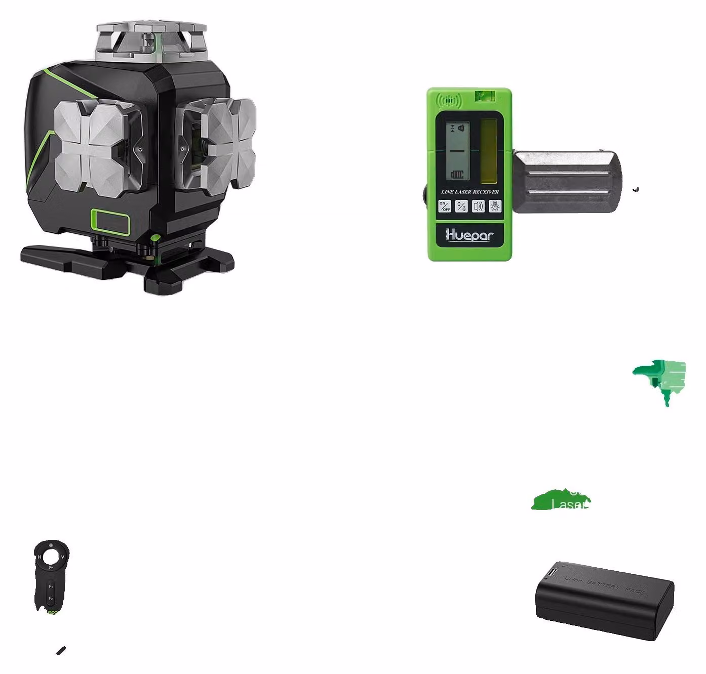 Livella laser Huepar, 4D a 16 linee, Bluetooth e telecomando, livella con rilevatore