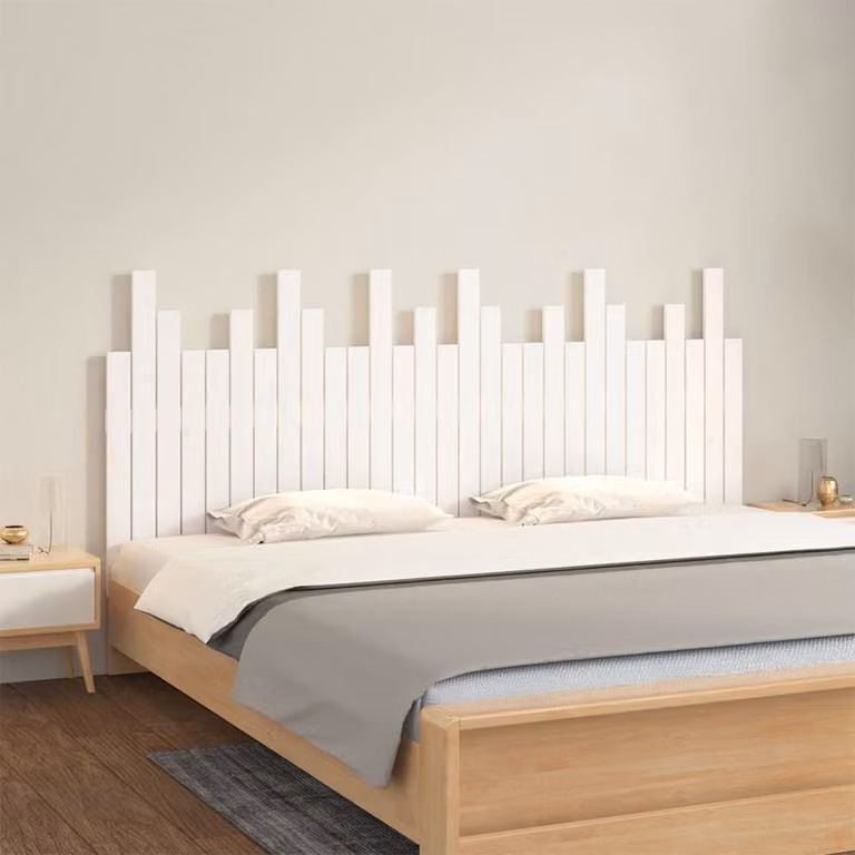 Testiera da parete vidaXL in legno massello di pino bianco, L: 185 cm, H: 80 cm, P: 3 cm