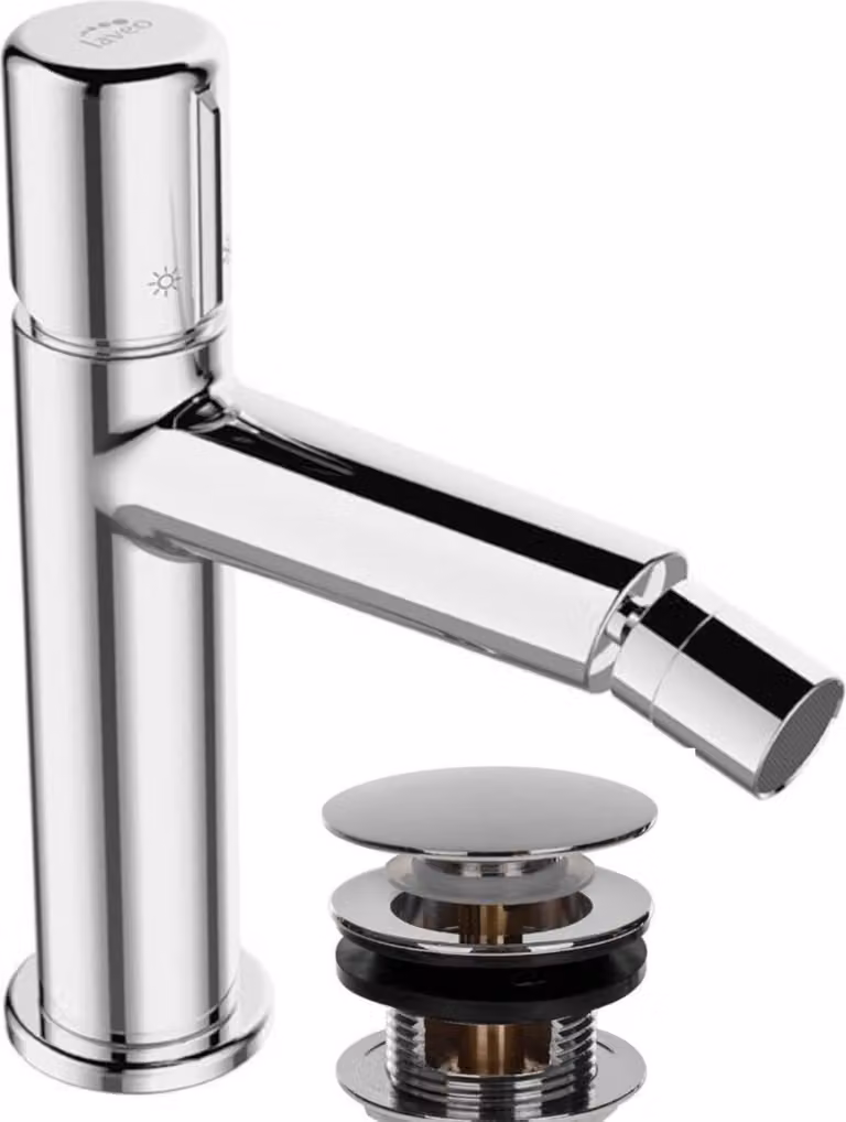 Miscelatore bidet verticale di design con tappo cromato