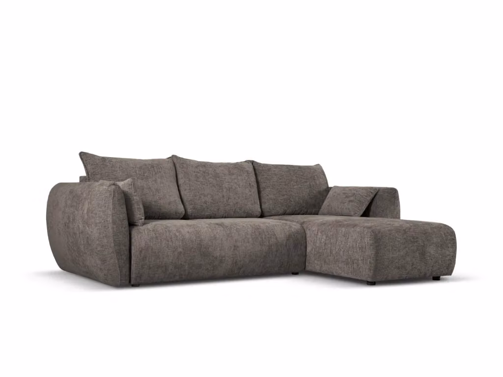Divano convertibile angolare destro Matera di Cosmopolitan Design con contenitore, 4 posti, ciniglia grigio, L 253 x P 86 x H 123 cm – 2