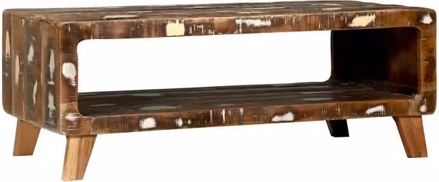 Tavolino da salotto vidaXL in legno massello di riciclo stile rustico, L 90 x P 50 x H 35 cm, marrone multicolore