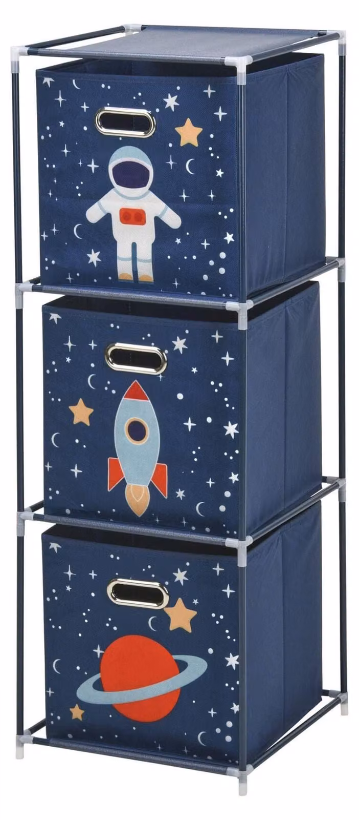 Comodino con 3 cassetti in metallo, altezza 102 cm