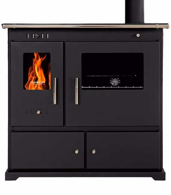 Fornello a legna Prometey Praktik Lux 9,4 kW | Forno | Ghisa | Classe energetica A+