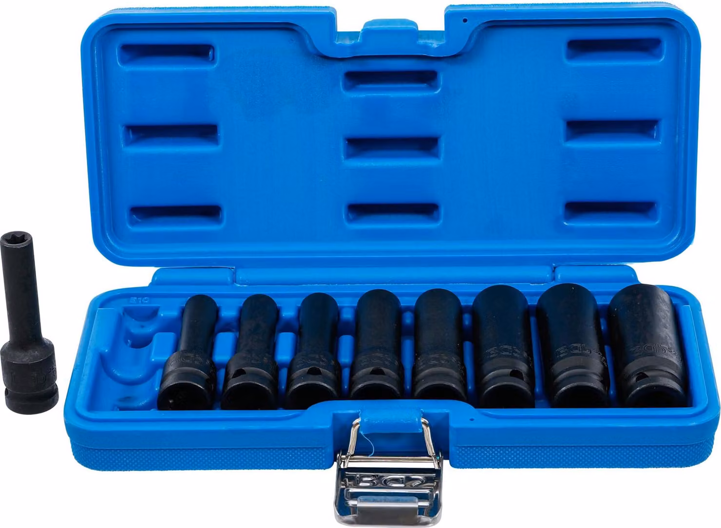 BGS Kraft set di chiavi a bussola profilo E, azionamento profondo a bussola quadra 12,5 mm (1/2 pollice) SW E10 - E24 9 pezzi